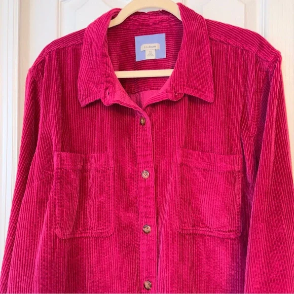 L.L. Bean Cranberry Red Corduroy Jacket 3X Plus size - Picture 5 of 7